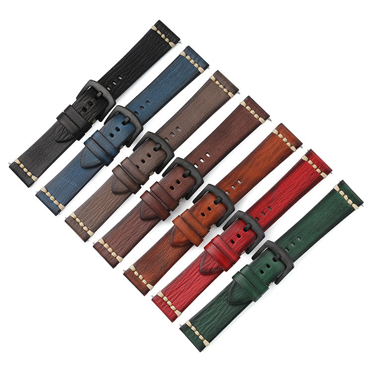 Italian Vintage Genuine Leather Watch Strap with Handcrafted Unique Patina