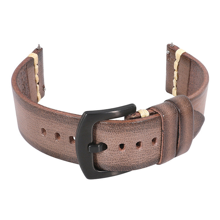 Italian Vintage Genuine Leather Watch Strap with Handcrafted Unique Patina